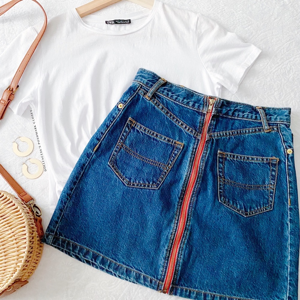 UO BDG Jean Skirt With Red Zipper